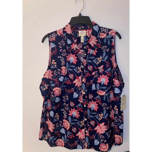 St. John's Bay Womens Sleeveless Regular Fit Button-Down Shirt size PXXL New - Picture 1 of 3